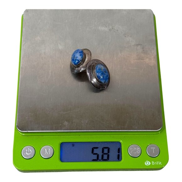 Vintage QT Carolyn Pollack Sterling Silver Blue Gemstone Southwest Earrings - Picture 6 of 6